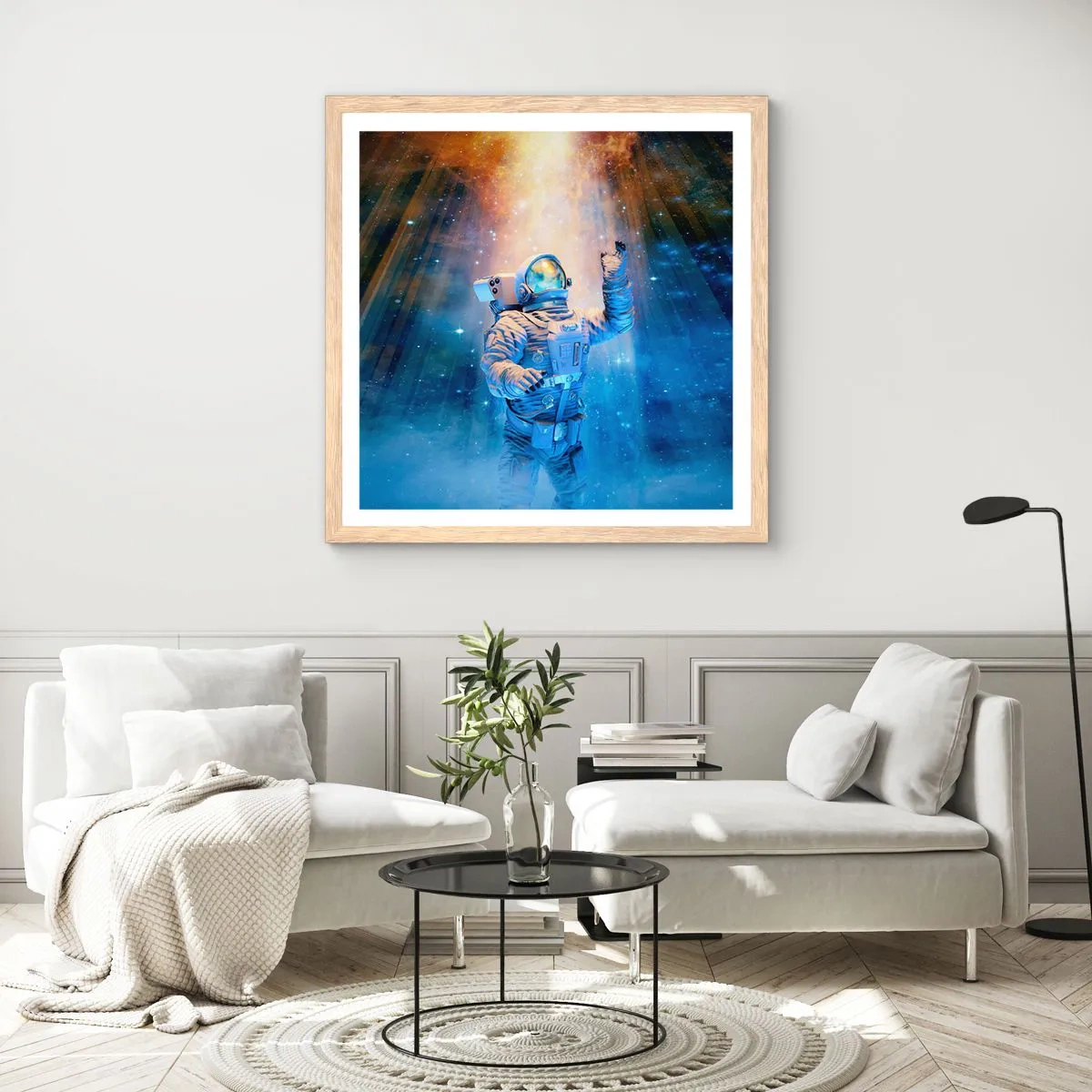 Poster in cornice rovere chiaro - Finalmente alla meta - 40x40 cm