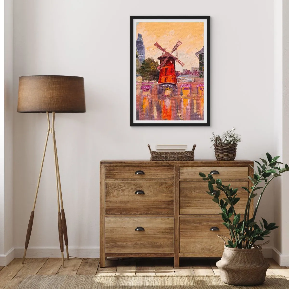 Poster in cornice nera - Le icone di Parigi: il Moulin Rouge - 40x50 cm