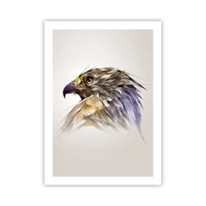 Poster - Un ritratto artistico di un'aquila nei toni del beige e del viola. - 50x70cm - Ritratto di guerriero - Decorazione murale moderna per soggiorno e camera da letto ARTTOR