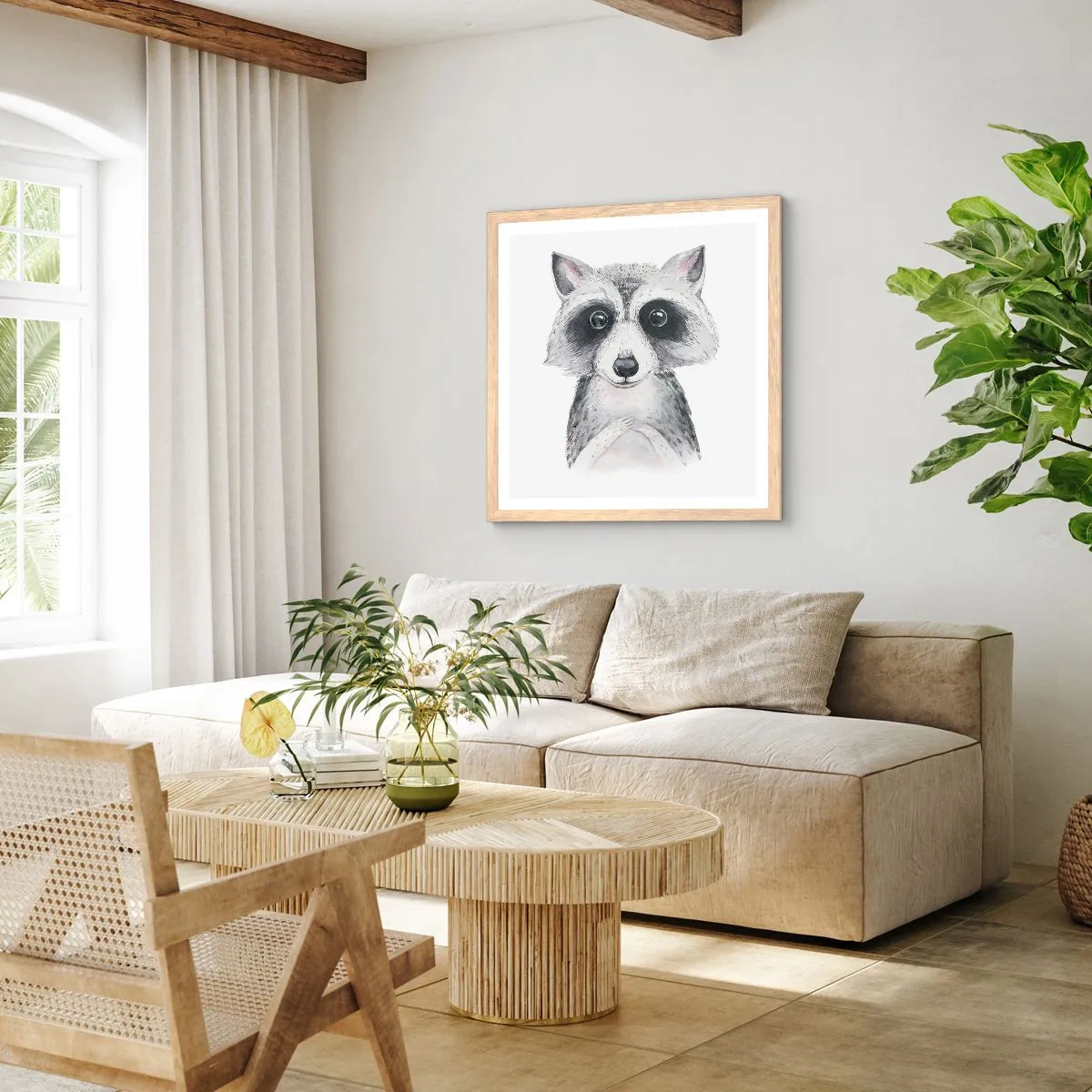 Poster in cornice rovere chiaro - Un attimo di commozione - 40x40 cm