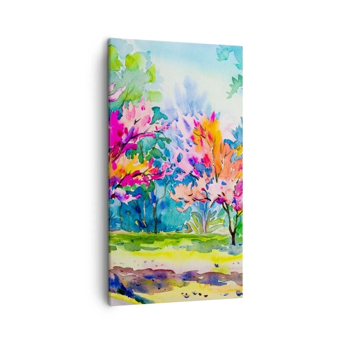 Quadro su tela - Stampe su Tela - Giardino multicolore nella luce della primavera - 45x80 cm