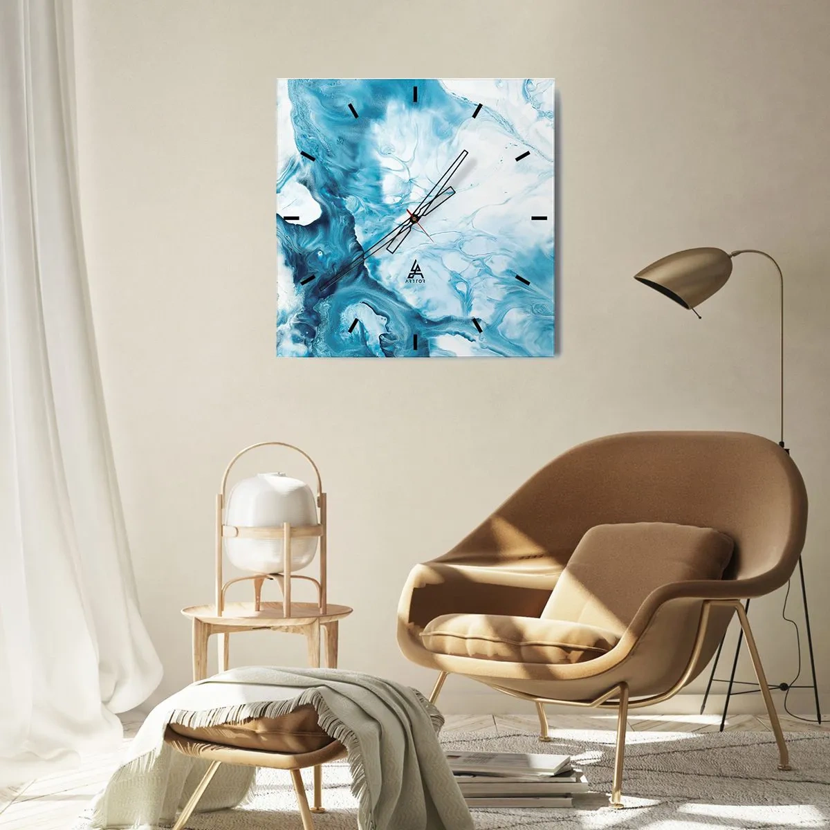 Orologio da parete - Orologio in Vetro - Concerto di blu - 30x30 cm