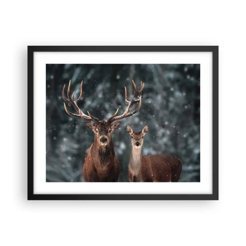 Poster in cornice nera - Il re della foresta con la consorte - 50x40 cm