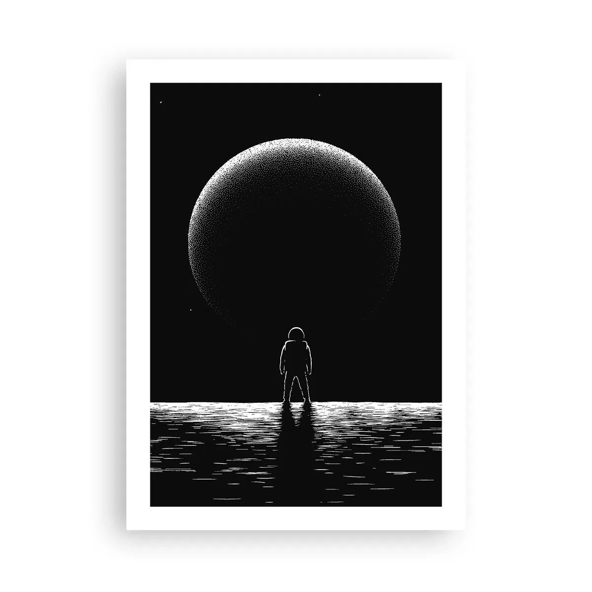 Poster - Un astronauta sullo sfondo di un enorme pianeta nello spazio - 50x70cm - Faccia a faccia - Decorazione murale moderna per soggiorno e camera da letto ARTTOR