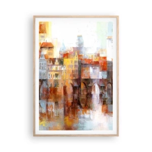 Poster in cornice rovere chiaro - Anche sotto il ponte è bello - 70x100 cm