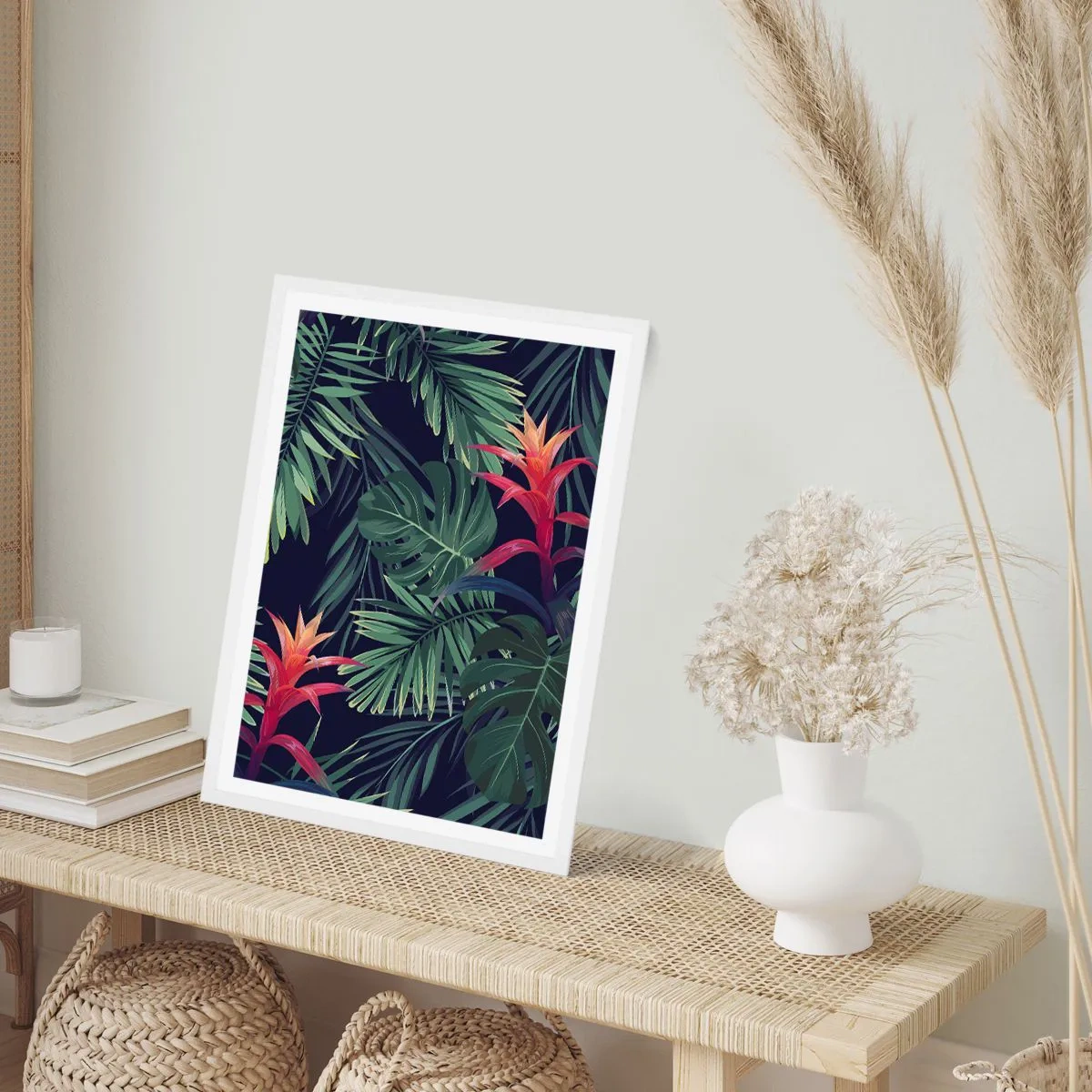 Poster in cornice bianca - Fiammante nel verde - 40x50 cm