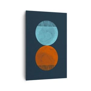 Quadro su tela - Stampe su Tela - Design minimalista a due ruote in blu e arancione - 80x120cm - Solo geometria? - Decorazione murale moderna per soggiorno e camera da letto ARTTOR