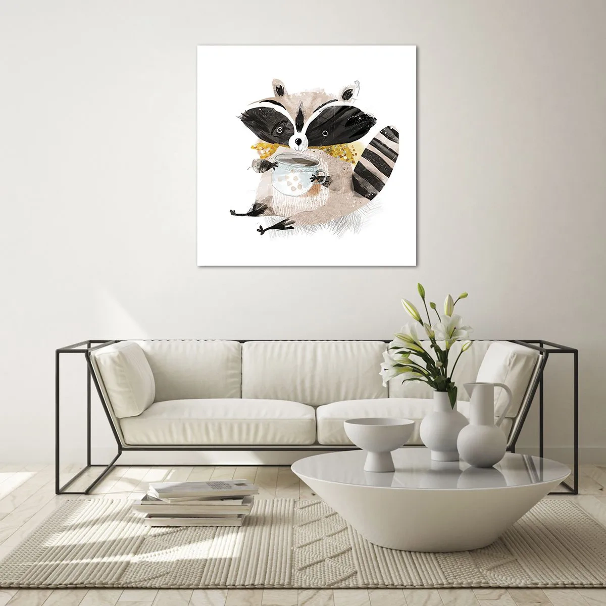 Quadro su vetro - Il mio amico procione - 50x50 cm