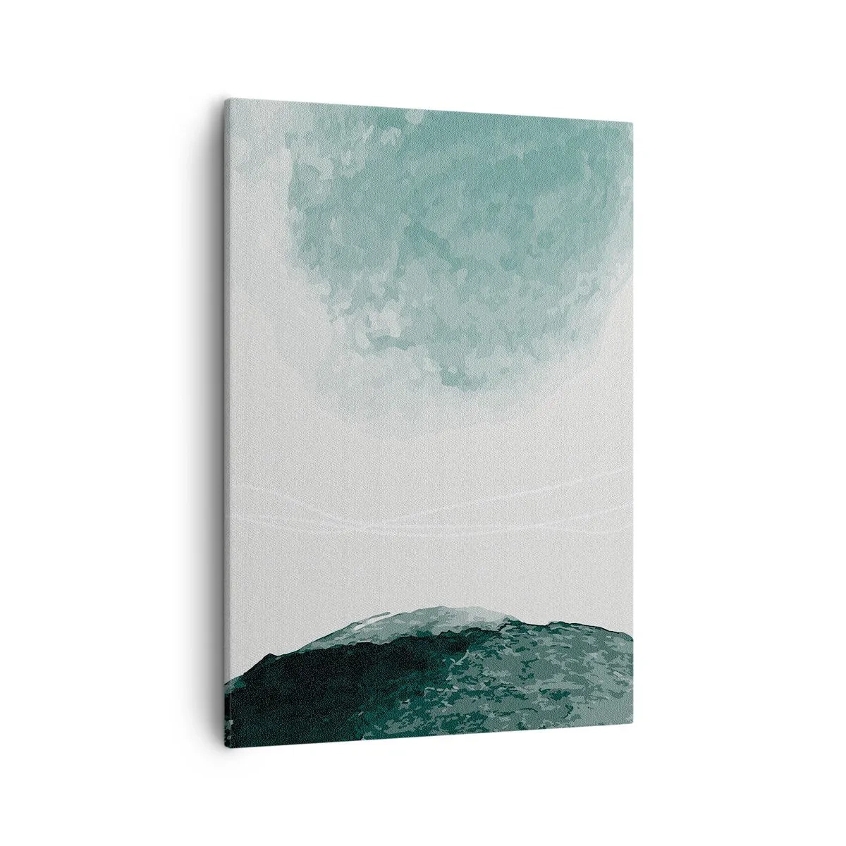 Quadro su tela - Stampe su Tela - Una delicata composizione astratta nelle tonalità del verde, con forme delicate su uno sfondo chiaro. - 50x70cm - Incontro con la nebbia - Decorazione murale moderna per soggiorno e camera da letto ARTTOR