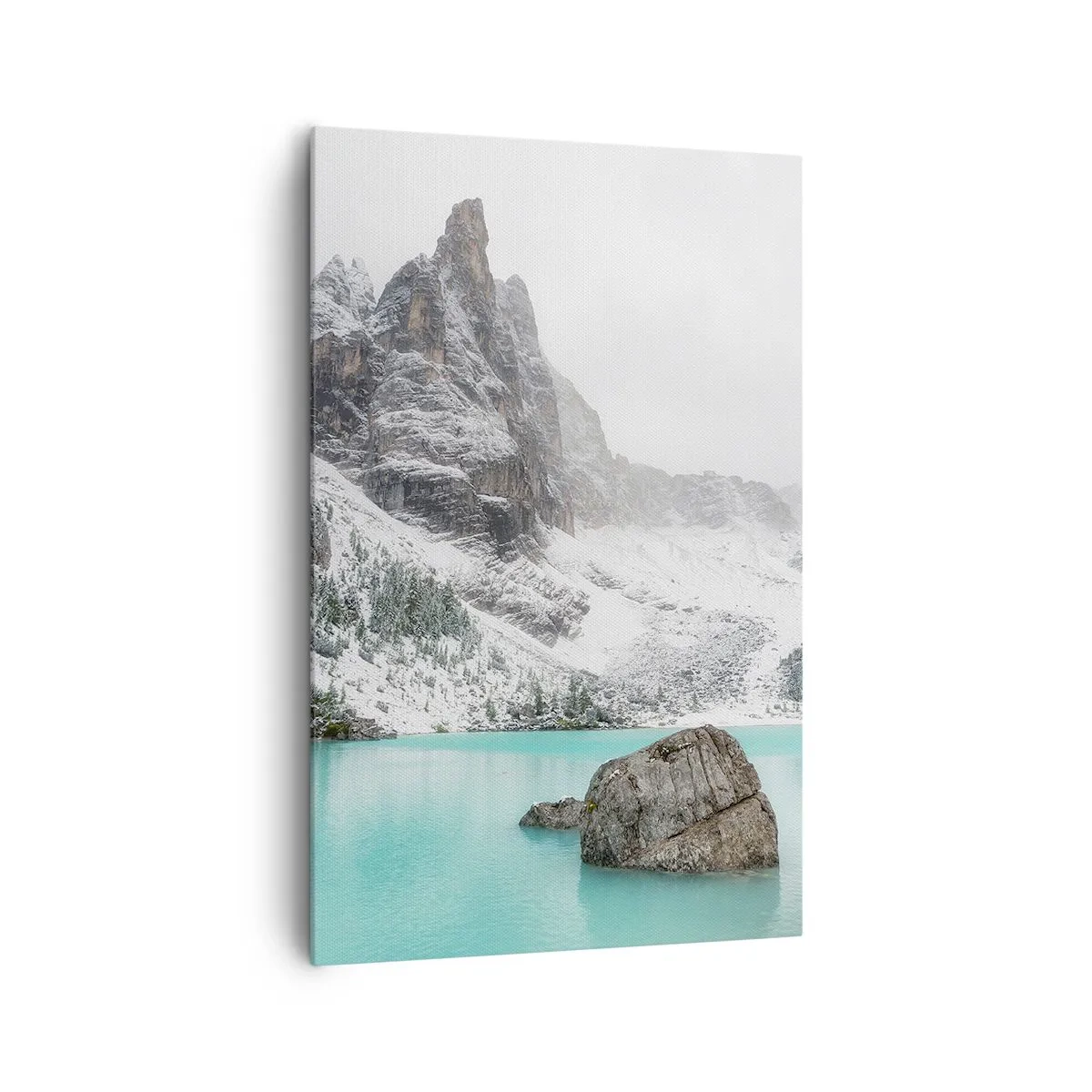 Quadro su tela - Stampe su Tela - Un paesaggio montano con un lago circondato da cime innevate - 80x120cm - Di guardia - Decorazione murale moderna per soggiorno e camera da letto ARTTOR