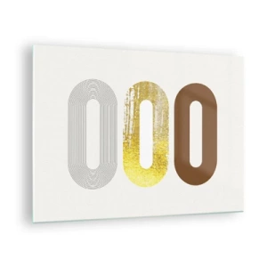 Quadro su vetro - Grafica geometrica moderna in oro e bronzo - 70x50cm - Ohh! - Decorazione murale moderna per soggiorno e camera da letto ARTTOR
