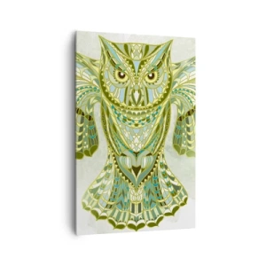 Quadro su tela - Stampe su Tela - Gufo decorativo nei toni del blu - 80x120cm - Dal bosco sacro celtico - Decorazione murale moderna per soggiorno e camera da letto ARTTOR