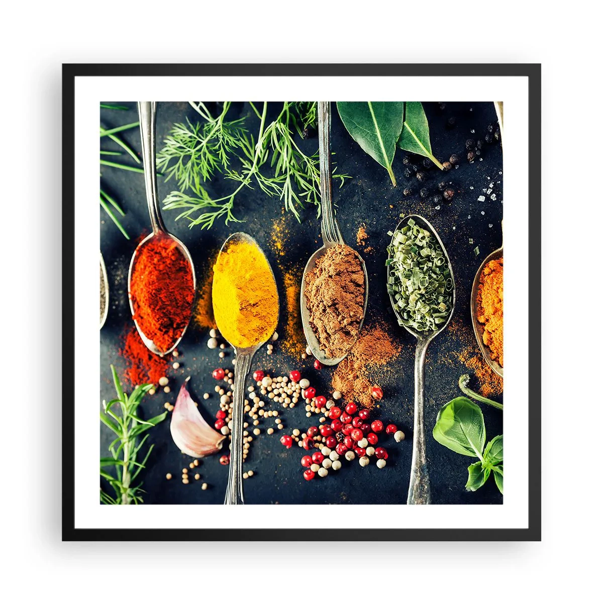 Poster in cornice nera - Magie gastronomiche - 60x60 cm