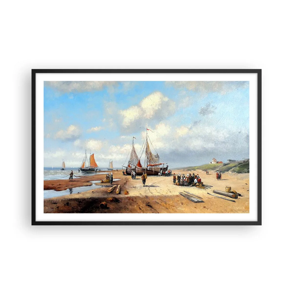 Poster in cornice nera - Dopo una buona pesca - 91x61 cm