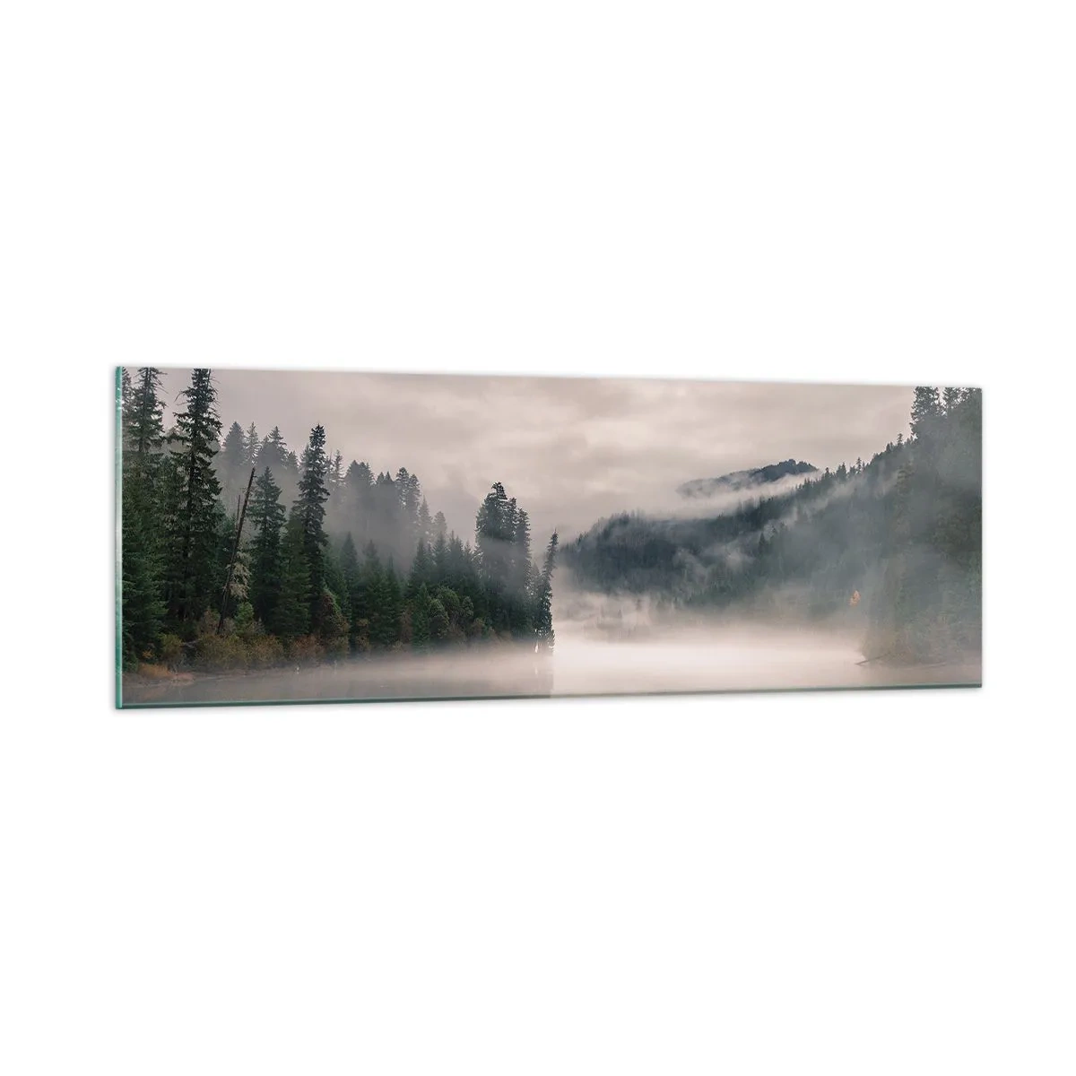 Quadro su vetro - Riflettendo nella nebbia - 90x30 cm