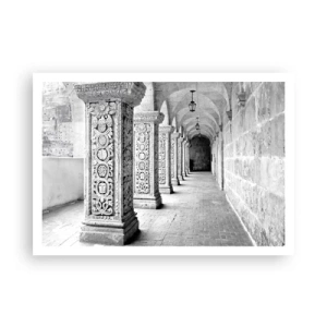 Poster - Colonne storiche in uno scatto monocromatico - 100x70cm - Dove porterà? - Decorazione murale moderna per soggiorno e camera da letto ARTTOR