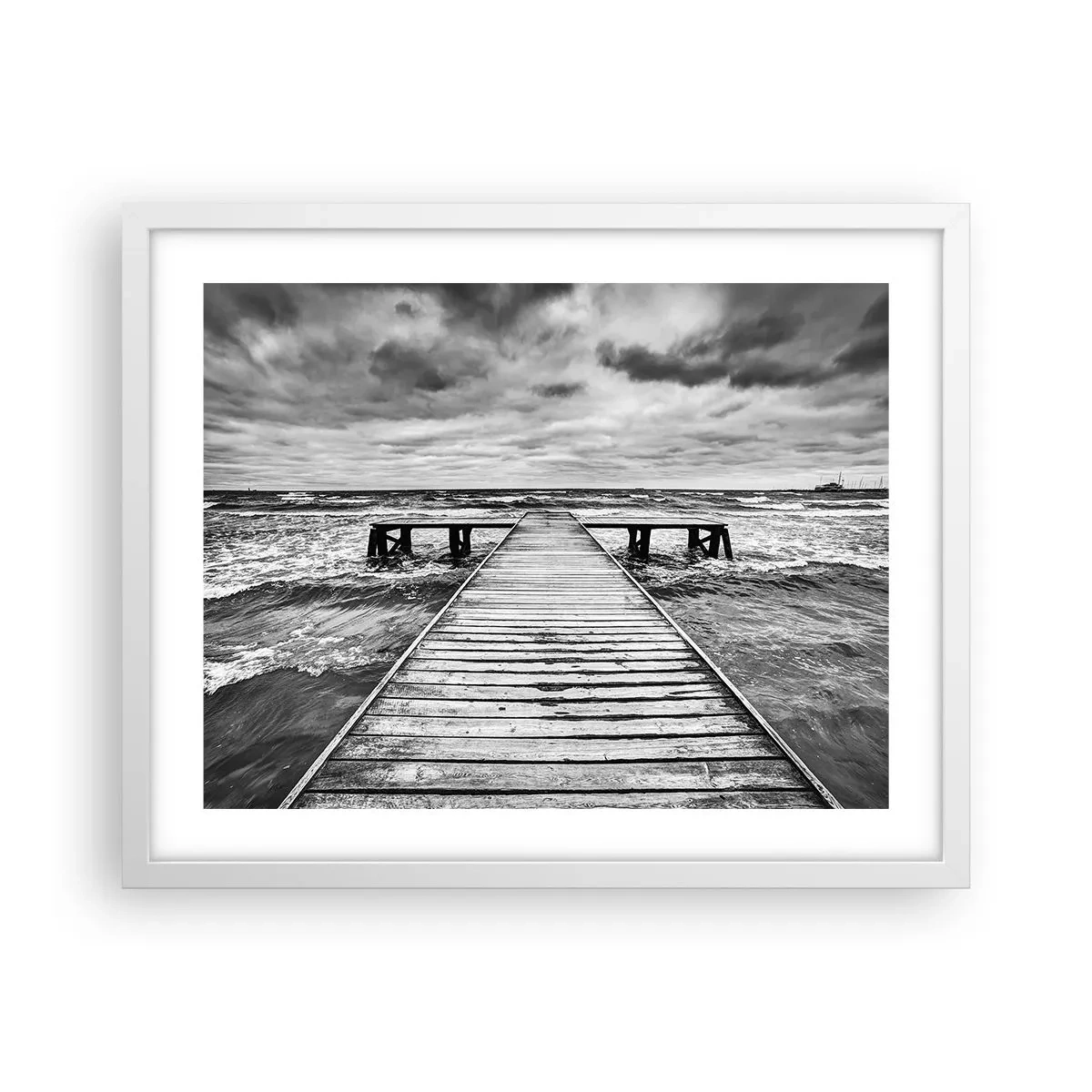 Poster in cornice bianca - Aspetto che il vento le scacci via... - 50x40 cm