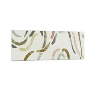 Quadro su vetro - Archi astratti in colori pastello - 140x50cm - La danza gioiosa dell'astrazione - Decorazione murale moderna per soggiorno e camera da letto ARTTOR