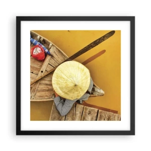 Poster in cornice nera - Vita sul Fiume Giallo - 40x40 cm