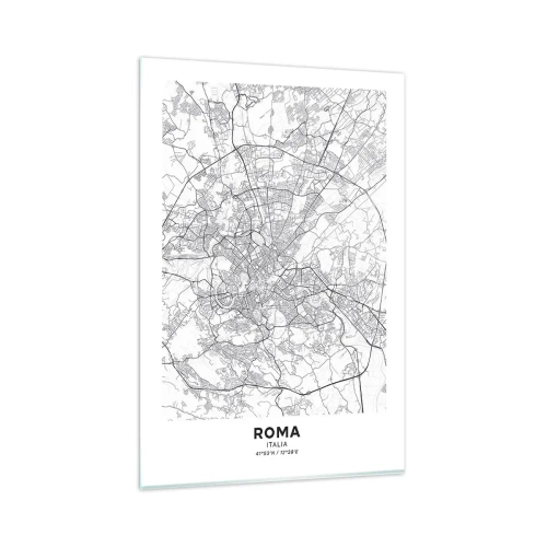 Quadro su vetro - Una mappa della città in stile minimalista con linee delicate - 80x120cm - L'anello romano - Decorazione murale moderna per soggiorno e camera da letto ARTTOR