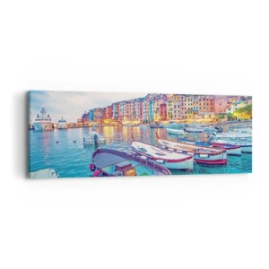 Quadro su tela - Stampe su Tela - Sera colorata nel porto - 90x30 cm