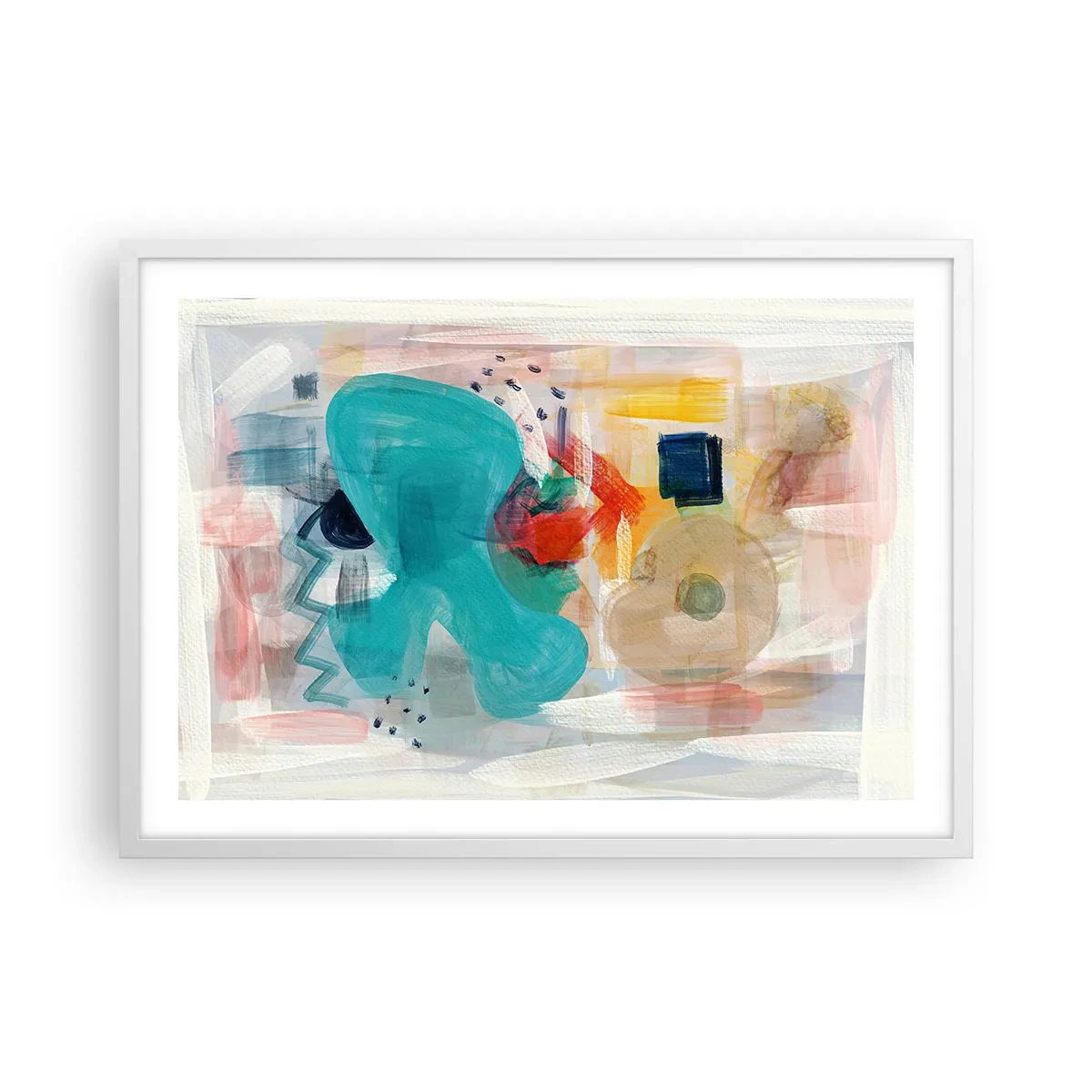 Poster in cornice bianca - Il gioco dei colori - 70x50 cm