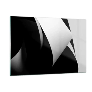 Quadro su vetro - Una composizione minimalista con piani bianchi e neri - 120x80cm - Piani di luce dalle profondità dell'ombra - Decorazione murale moderna per soggiorno e camera da letto ARTTOR