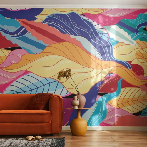 Fotomurale su misura Standard Eco - Disordine colorato - Astrazione, Foglie colorate, Pezzo