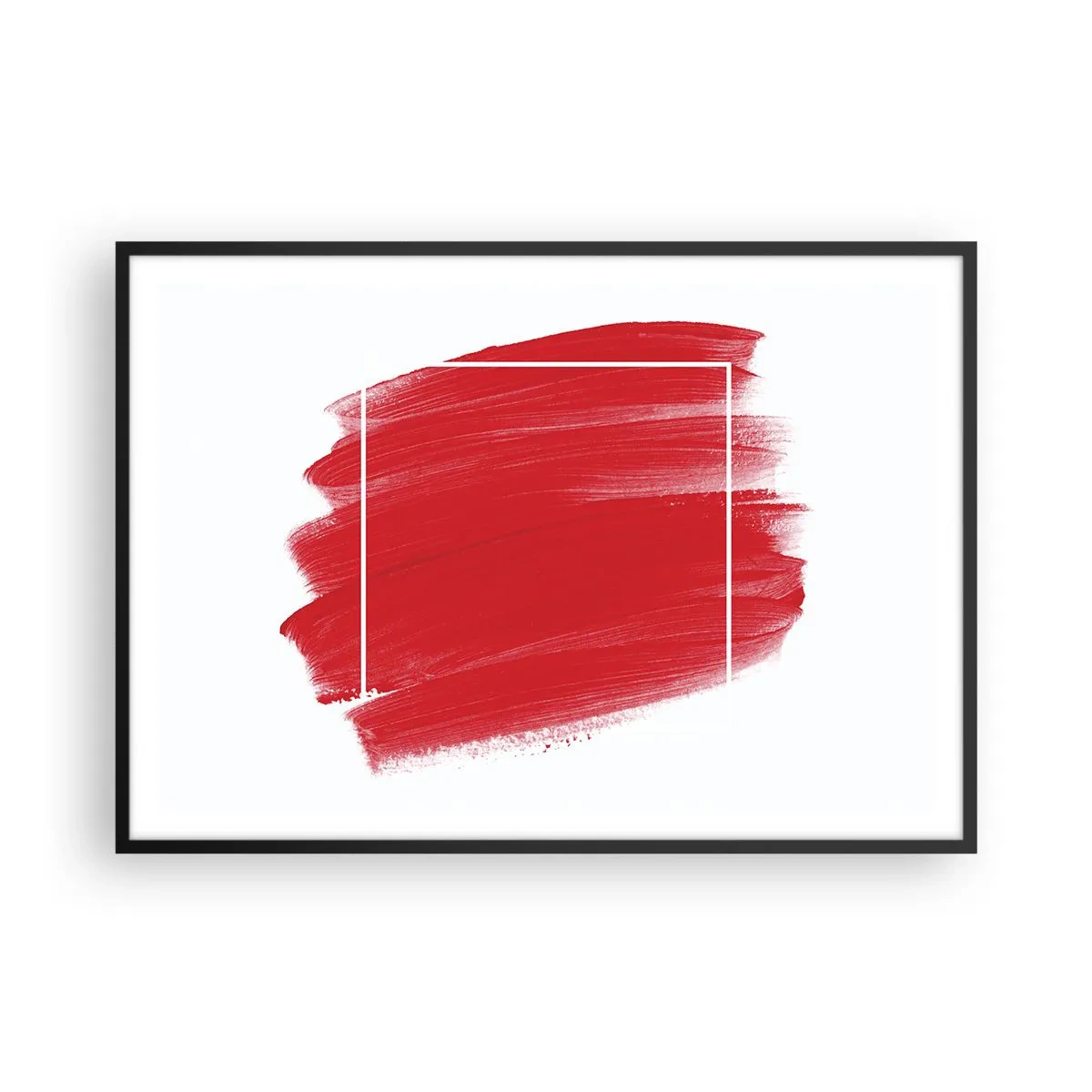 Poster in cornice nera - Pennellata rossa con bordo bianco - 100x70cm - Fuori dagli schemi - Decorazione murale moderna per soggiorno e camera da letto ARTTOR