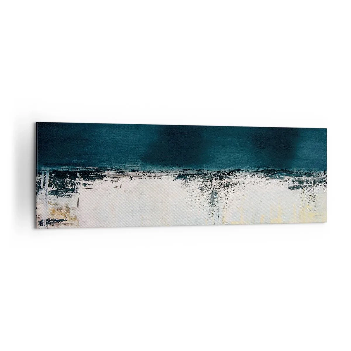 Quadro su tela - Stampe su Tela - Composizione orizzontale astratta nei toni del blu navy e del bianco - 160x50cm - Composizione orizzontale - Decorazione murale moderna per soggiorno e camera da letto ARTTOR