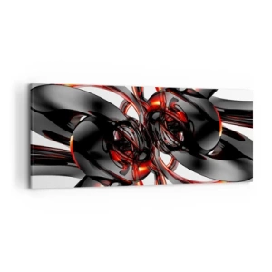 Quadro su tela - Stampe su Tela - Grafica 3D astratta con elementi neri e rossi - 120x50cm - Movimento in grafite e rosso - Decorazione murale moderna per soggiorno e camera da letto ARTTOR
