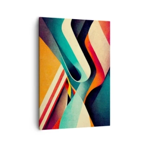 Quadro su tela - Stampe su Tela - Onde astratte colorate in una composizione dinamica - 50x70cm - Composizione intensa - Decorazione murale moderna per soggiorno e camera da letto ARTTOR