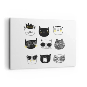 Quadro su tela - Stampe su Tela - Eleganti illustrazioni di gatti in stile minimalista - 100x70cm - Ognuno è diverso - Decorazione murale moderna per soggiorno e camera da letto ARTTOR