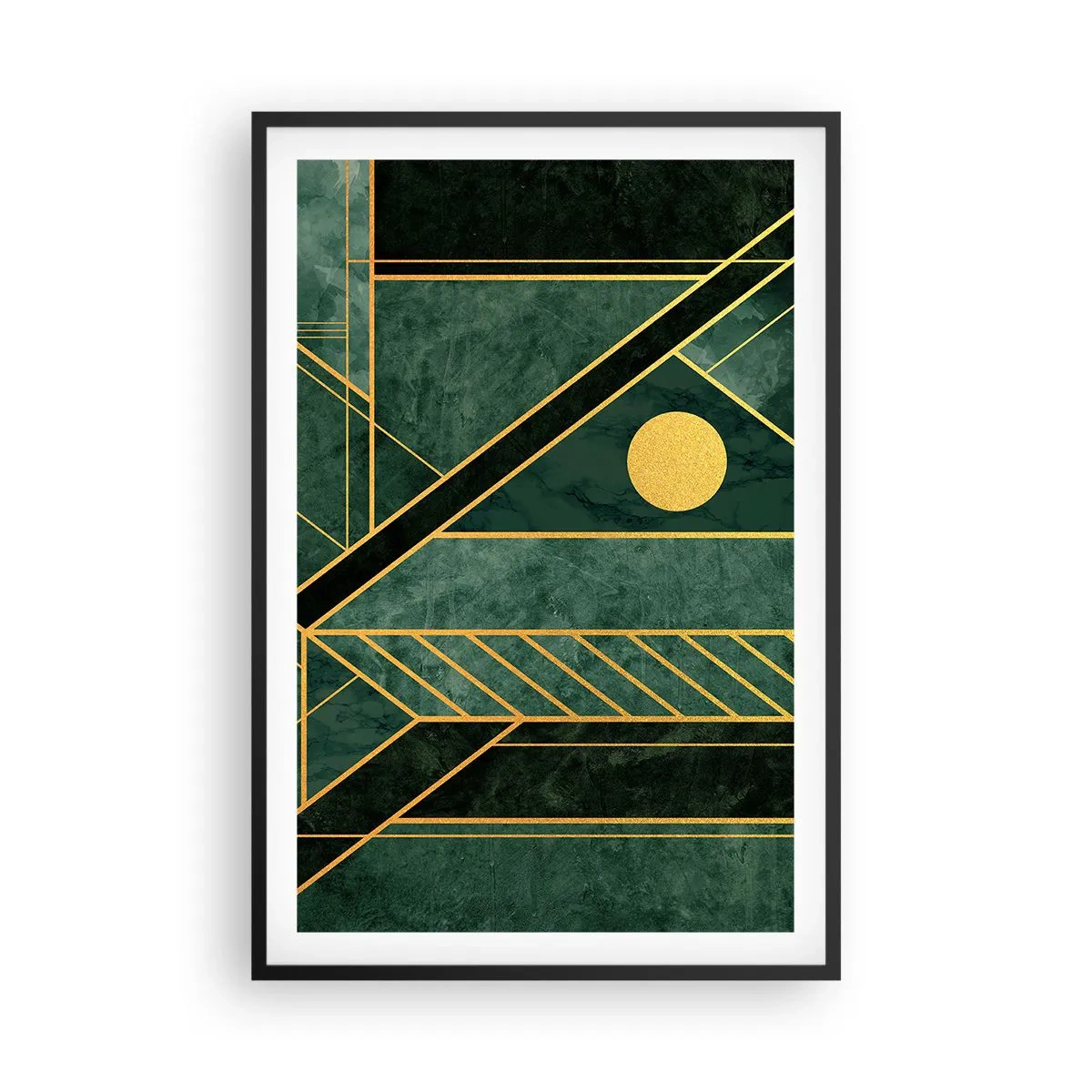 Poster in cornice nera - Dinamica di oro e azzurro - 61x91 cm