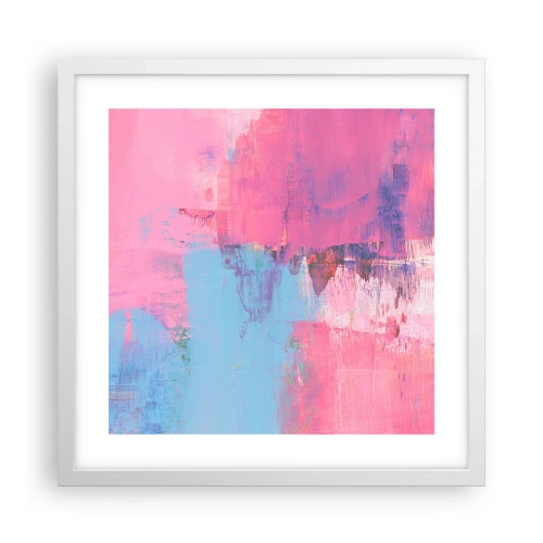 Poster in cornice bianca - Rosa, blu e un pizzico di luce - 40x40 cm