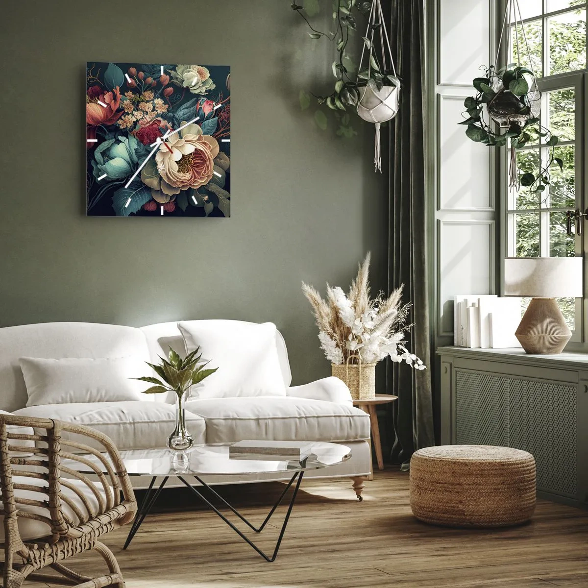 Orologio da parete - Orologio in Vetro - Il fascino del 19esimo secolo - 40x40 cm