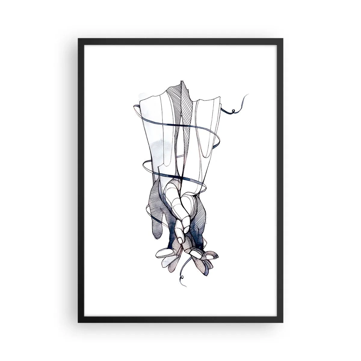 Poster in cornice nera - Mani artistiche con fiori e linee delicate - 50x70cm - Studio del tocco - Decorazione murale moderna per soggiorno e camera da letto ARTTOR