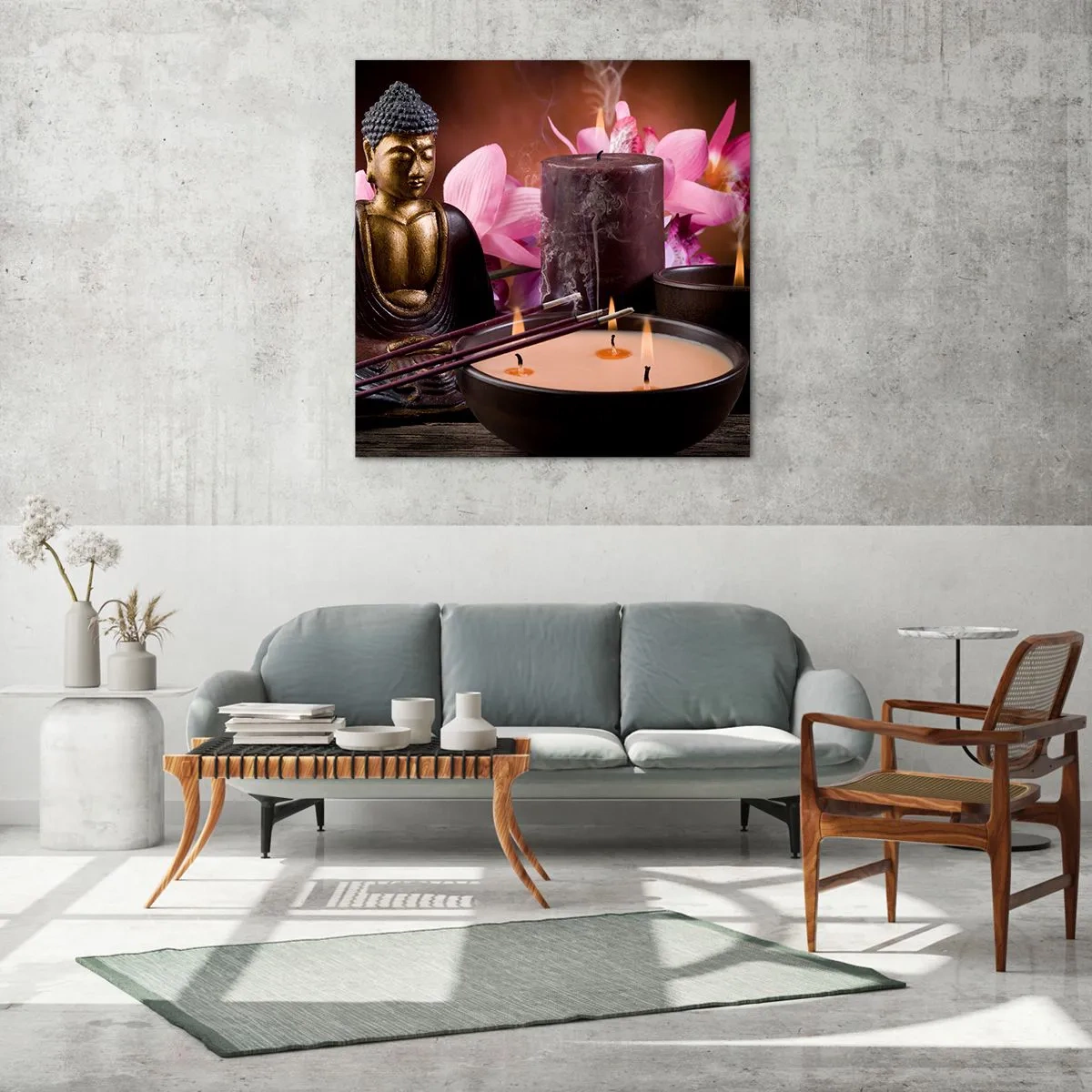 Quadro su vetro - Purificare la mente, calmare il corpo - 30x30 cm