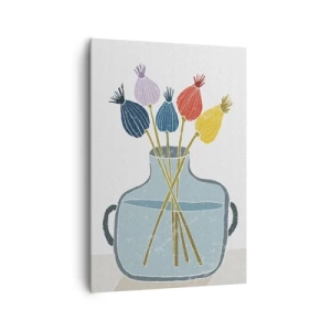 Quadro su tela - Stampe su Tela - Fiori secchi colorati in un vaso su uno sfondo bianco - 70x100cm - Il silenzio dei papaveri - Decorazione murale moderna per soggiorno e camera da letto ARTTOR