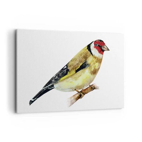 Quadro su tela - Stampe su Tela - Un uccello con la testa rossa su un ramo - 120x80cm - Ritratto di uccello - Decorazione murale moderna per soggiorno e camera da letto ARTTOR