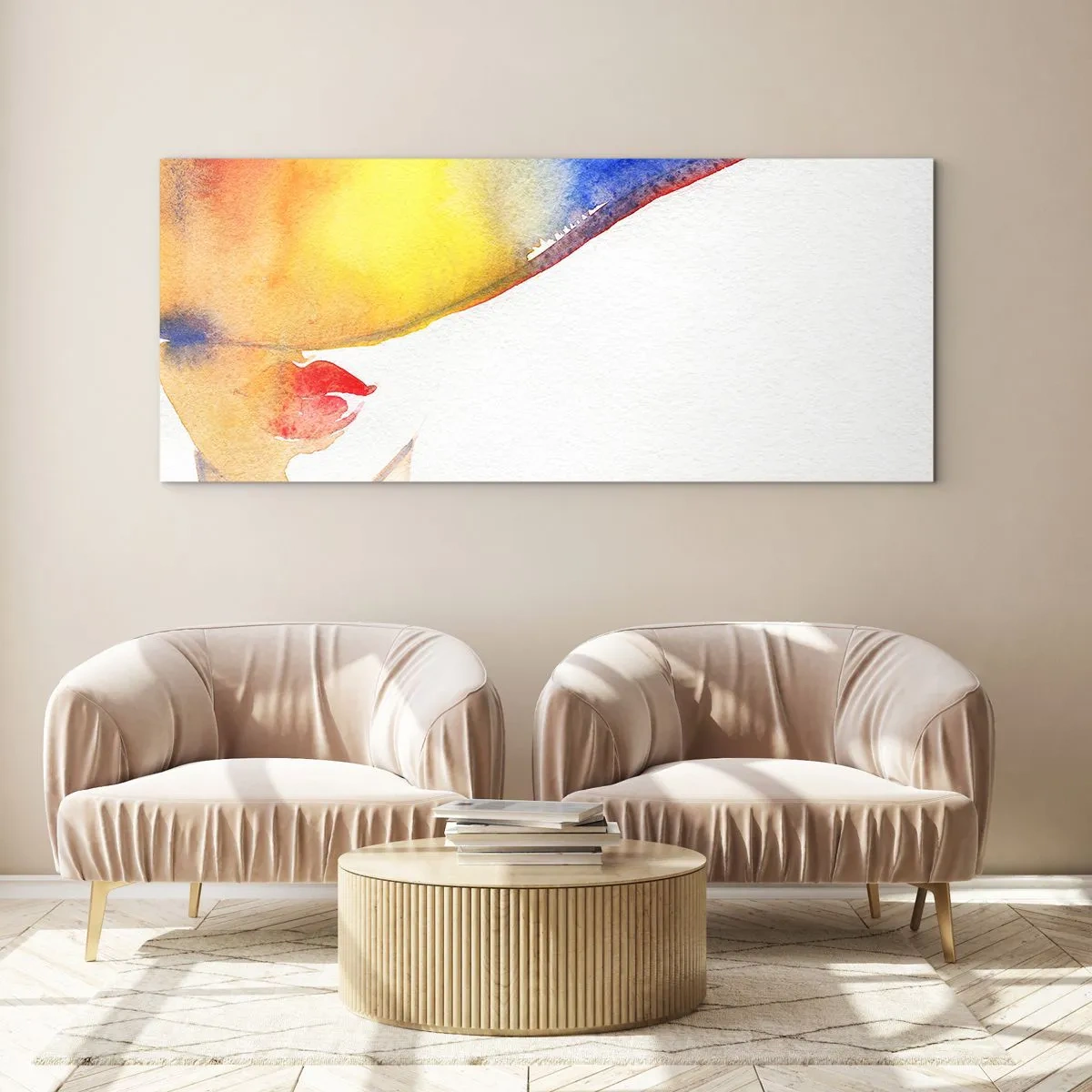 Quadro su vetro - Ritratto di donna - 90x30 cm