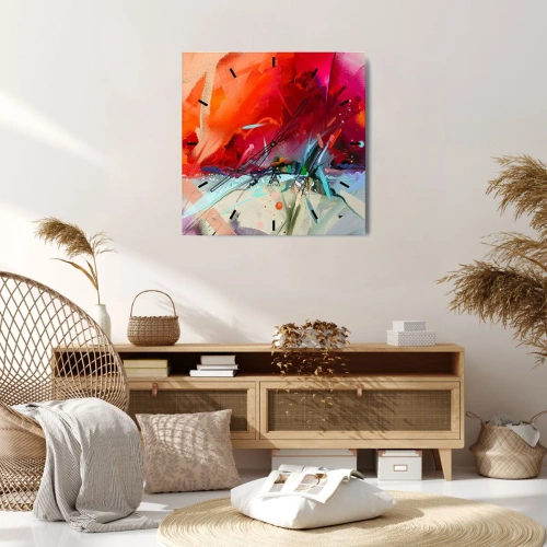 Orologio da parete - Orologio in Vetro - Esplosione di luci e colori - 40x40 cm