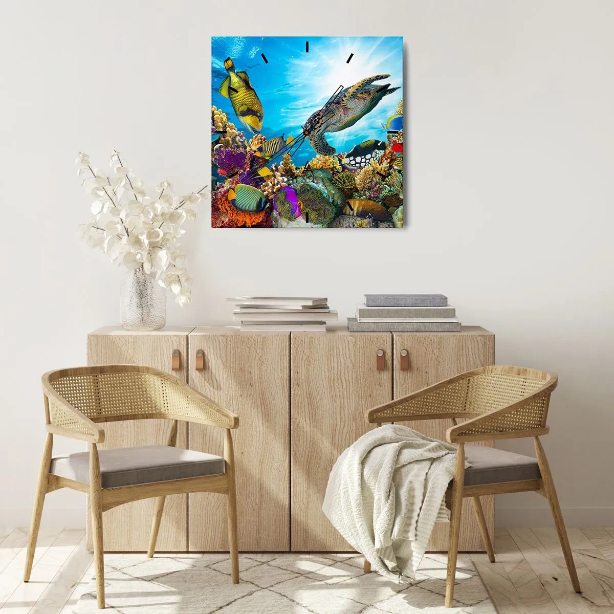 Orologio da parete - Orologio in Vetro - Passeggiata corallina - 40x40 cm