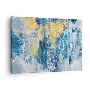 Quadro su tela - Stampe su Tela - Astrazione nei toni del blu e del giallo - 70x50cm - Astrazione piena di ottimismo - Decorazione murale moderna per soggiorno e camera da letto ARTTOR