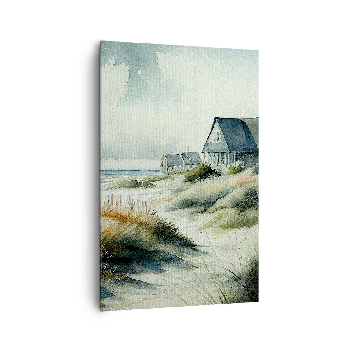Quadro su tela - Stampe su Tela - Una casa al mare circondata dal prato e con vista sul mare - 80x120cm - Lontano dal caos - Decorazione murale moderna per soggiorno e camera da letto ARTTOR