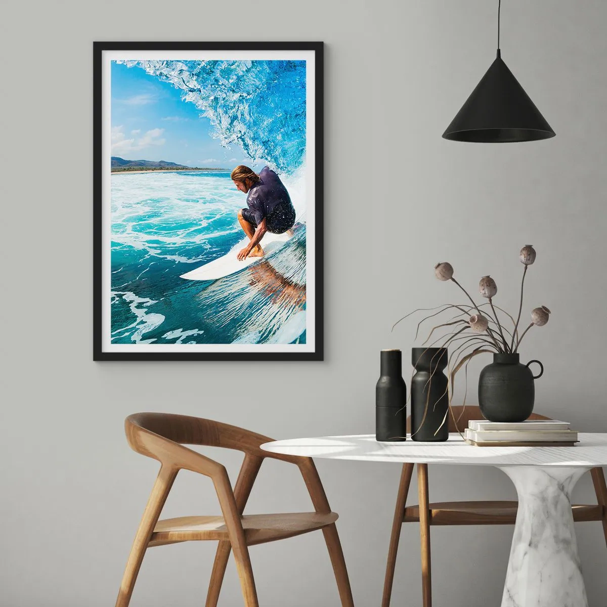 Poster in cornice nera - Ballando con le onde - 40x50 cm