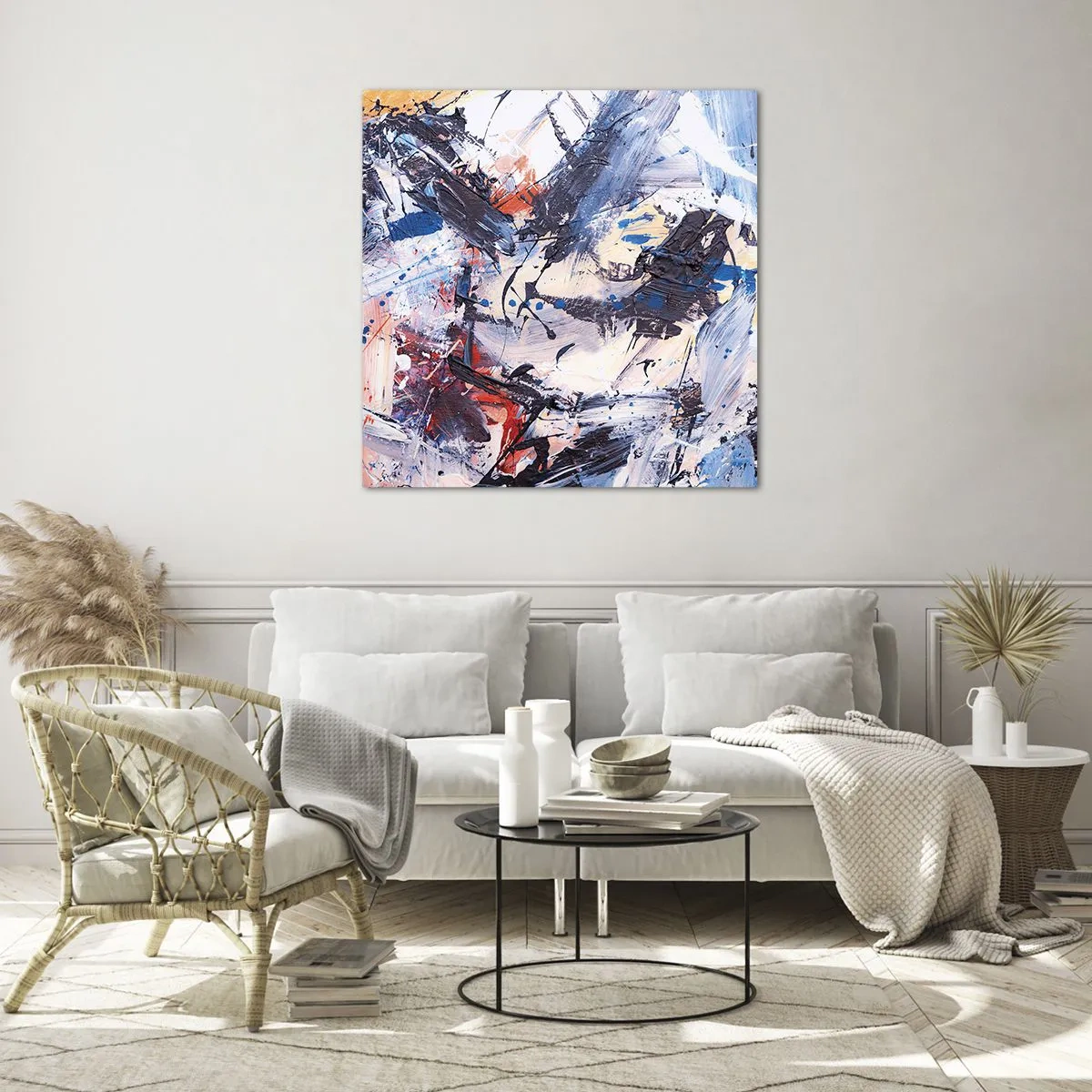 Quadro su vetro - La danza folle dell'astrazione - 40x40 cm