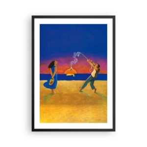Poster in cornice nera - Figure sulla spiaggia durante il tramonto - 50x70cm - Più delle stelle del cielo - Decorazione murale moderna per soggiorno e camera da letto ARTTOR