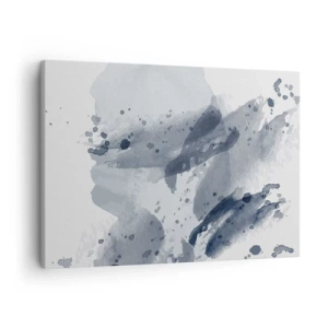 Quadro su tela - Stampe su Tela - Macchie astratte nelle tonalità del blu su uno sfondo chiaro - 70x50cm - Studio della natura dell'acqua - Decorazione murale moderna per soggiorno e camera da letto ARTTOR