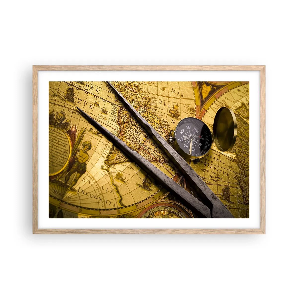 Poster in cornice rovere chiaro - Dove sono questi tesori? - 70x50 cm